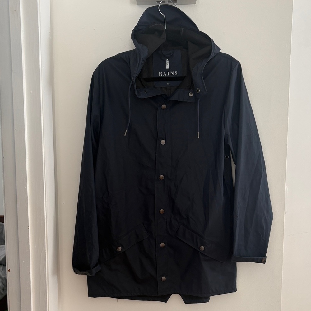 Rains unisex Navy Hooded Raincoat
